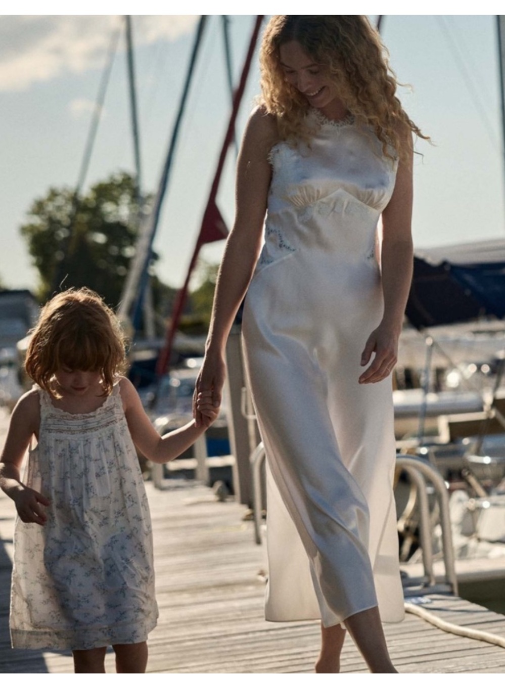 Doen White Satin Maxi Slip Dress